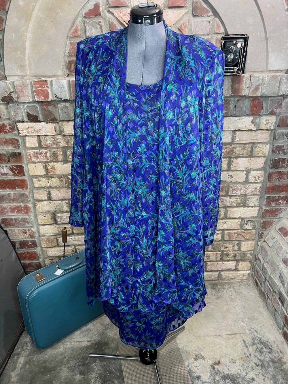 illusion dress tank tiered flutter front jacket purple blue green